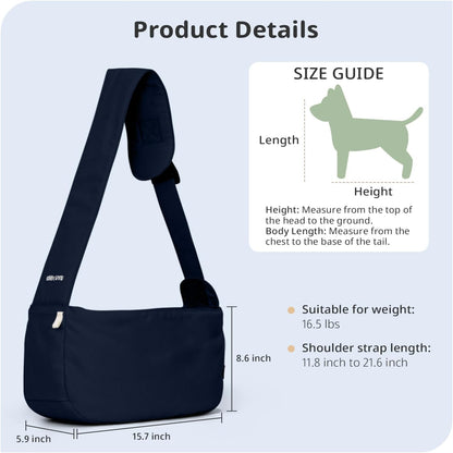 Dog Sling Carrier for Small Dogs and Cats, Lightweight Collapsible Pet Travel Bag with Adjustable