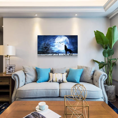Canvas Wall Art For Bedroom Wall Decoration For Living Room Large Size Luminous Scenery Wolf Wall