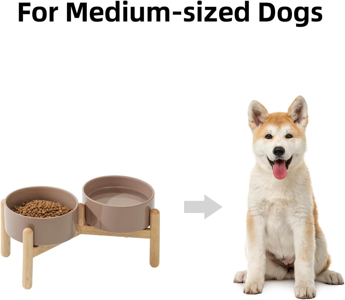 Ceramic 6.1inch Raised Dog Bowl with Stand for Small and Medium Breed Dog Dish Pet Food and Water