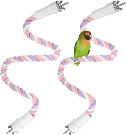 2-Pack Rope Perches for Bird Cages, 23.6 in Length Comfort Grip Flexible Rope Perch Beak & Paw