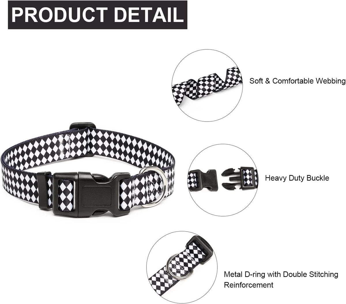 Mercano Adjustable Dog Collar - Special Design Patterns, Soft Nylon Comfortable Durable Pet Collar