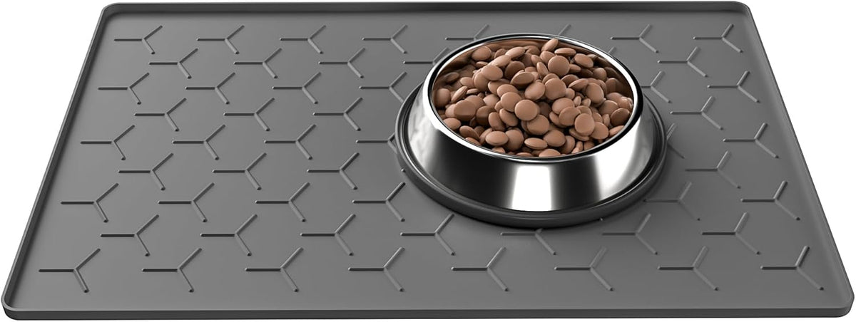 Pieviev Dog Cat Food Bowl Mat, Silicone Waterproof Food Grade Pet Food Mat for Floor, High Raised