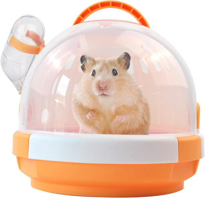 Hamster Carrier Cage with Water Bottle,Portable Dwarf Hamster Travel Carrier Plastic Guinea Pig
