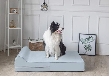 KOPEKS Orthopedic Memory Foam Dog Bed 7" Inch Thick Extra Large Dog Bed With Pillow Grey