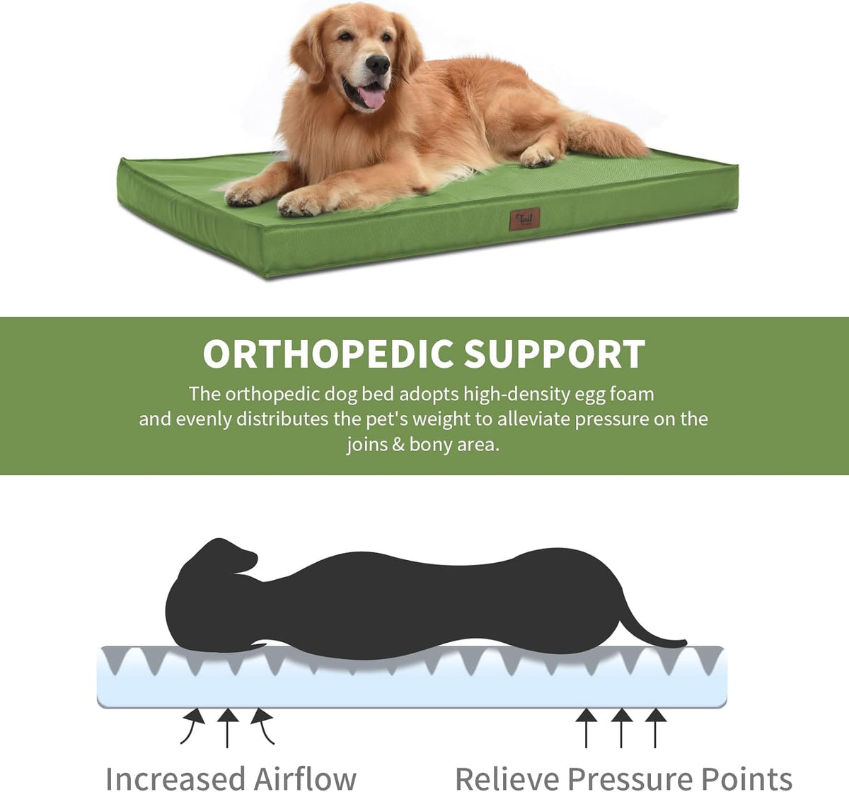 Outdoor Extra Large Dog Bed for Big Dogs, Waterproof Dog Bed for Large Dogs, Egg Crate Foam XL Pet