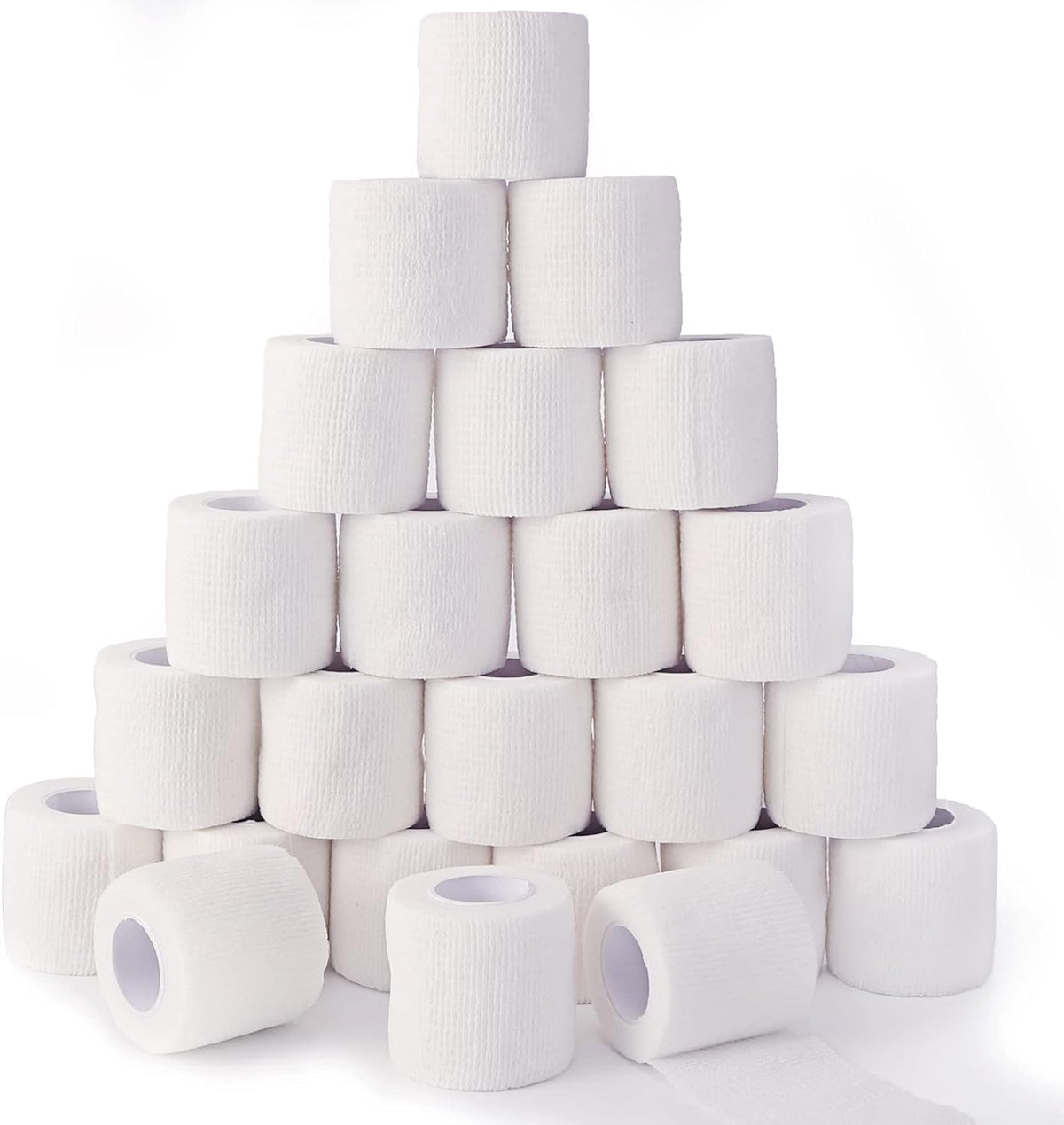 24 Pack White Self Adhesive Bandage, 2” x 5 Yards Medical Wrap, Cohesive Bandage Wrap, White Tape
