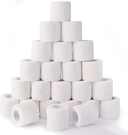 24 Pack White Self Adhesive Bandage, 2” x 5 Yards Medical Wrap, Cohesive Bandage Wrap, White Tape