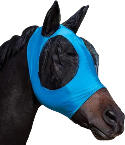 Horse Fly Mask with Ears, Comfortable Fit Stretch Fabric with UV Protection Soft on Skin
