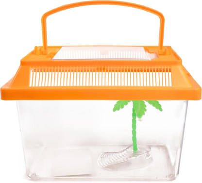Needzo Mini Neon Plastic Reptile Carrier, Small Terrariums for Hermit Crabs, Lizards, and More with