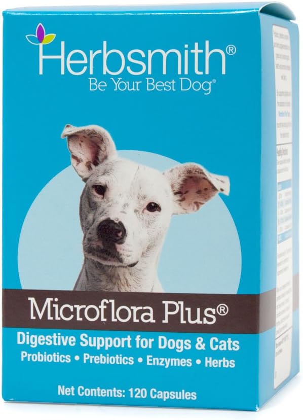 Herbsmith Microflora Plus – Dog Digestion Aid –Probiotics and Digestive Enzymes for Dogs