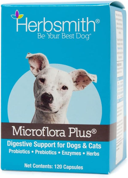 Herbsmith Microflora Plus – Dog Digestion Aid –Probiotics and Digestive Enzymes for Dogs