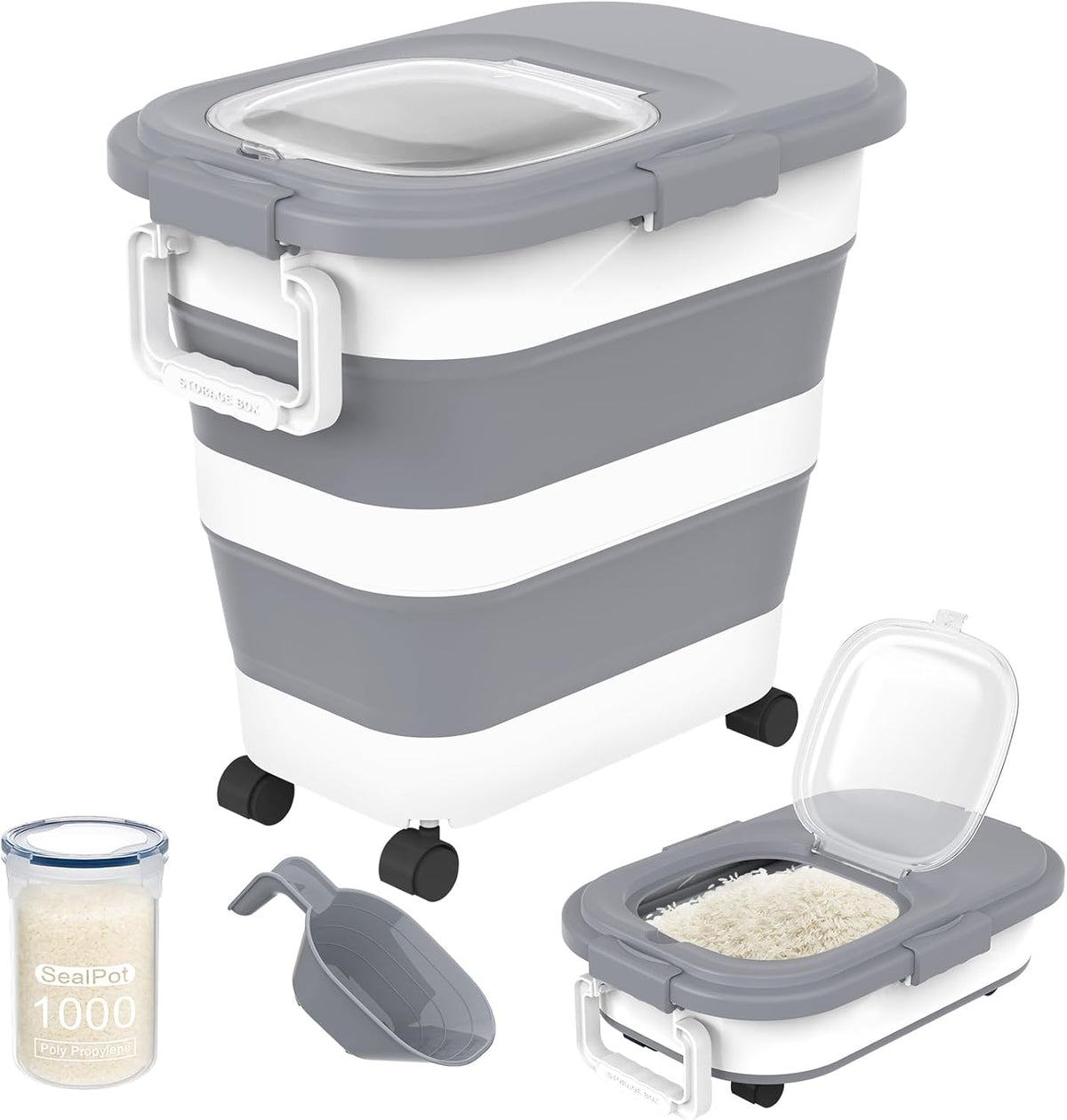 HOYTAMDA 30-40Lbs Rice Container,Collapsible Airtight Food Storage Containers with