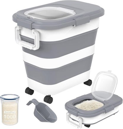 HOYTAMDA 30-40Lbs Rice Container,Collapsible Airtight Food Storage Containers with