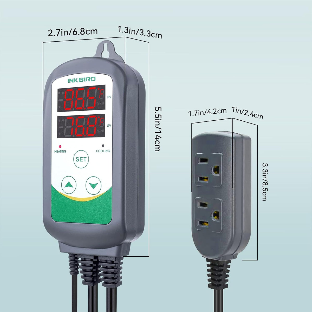 Inkbird ITC308 Freezer Thermostat Heating Cooling Plug Temperature Controller Outlet 110V 1200W