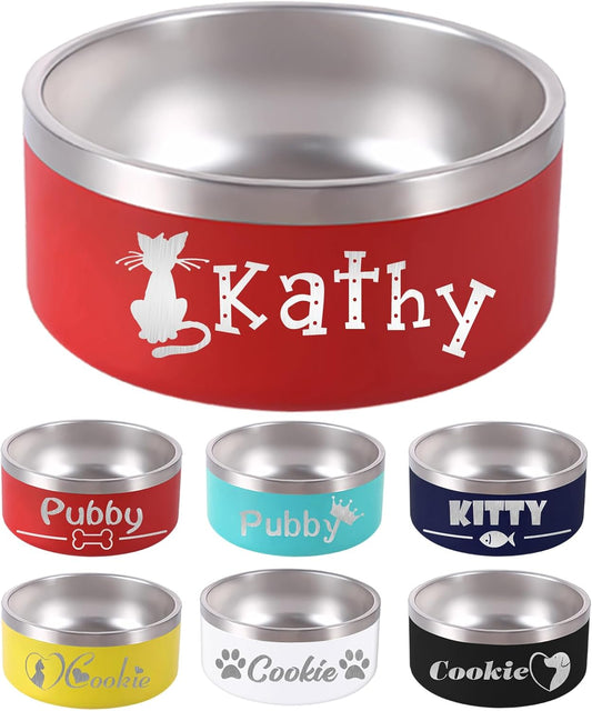 42OZ Personalized Dog Bowl Laser Engraved Custom Pet Name 18/32/42/64 oz No Slip Stainless Steel