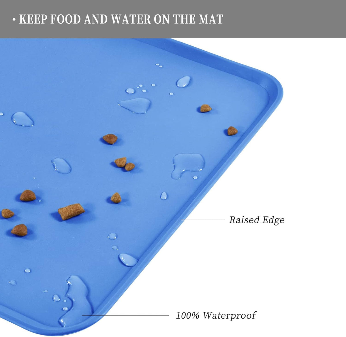 Waterproof Pet Feeding Mat with High Raised Edges, Heavier and Thicker Placemats for Cat Dog Water