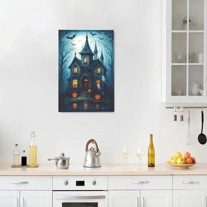 Halloween Gothic Wall Art Castle Pumpkin Ghost Bat Canvas Wall Decor Dark Academia Pictures