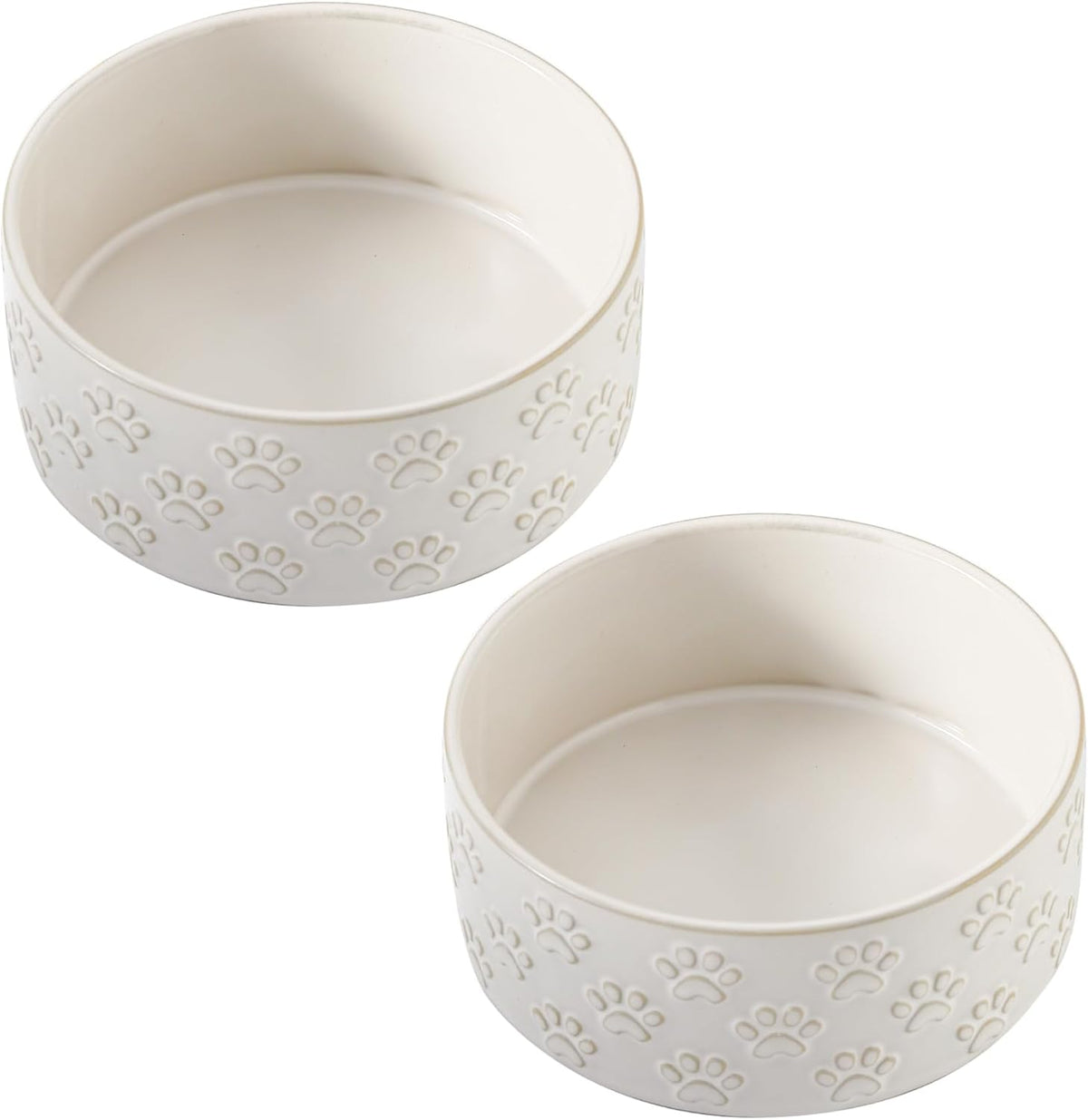 UBEE Ceramic Dog Bowl Set of 2, 5.1 inch Dog Dish Food Bowl with Paw Pattern, Pet Food Water Dish