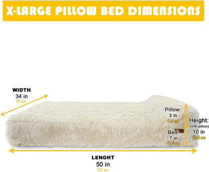 KOPEKS Orthopedic Memory Foam Dog Bed 7" Inch Thick Extra Large Dog Bed with Pillow Fluffy Brown