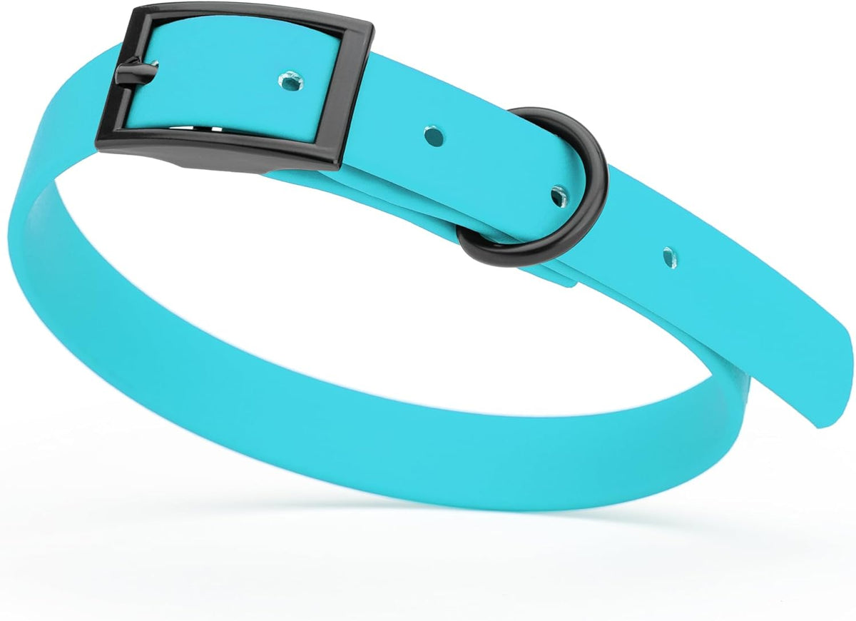 Dogline Biothane Waterproof Dog Collar Strong Coated Nylon Webbing with Black Hardware Odor- Proof