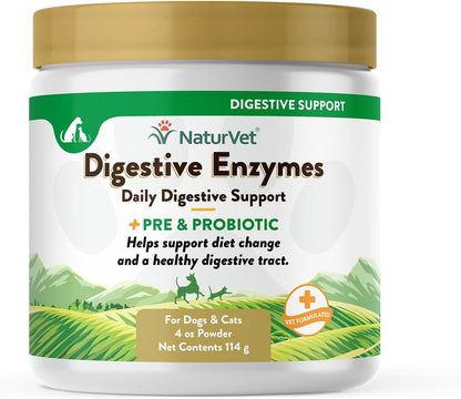 NaturVet – Digestive Enzymes for Dogs - Plus Probiotics & Prebiotics | Helps Support Diet Change &