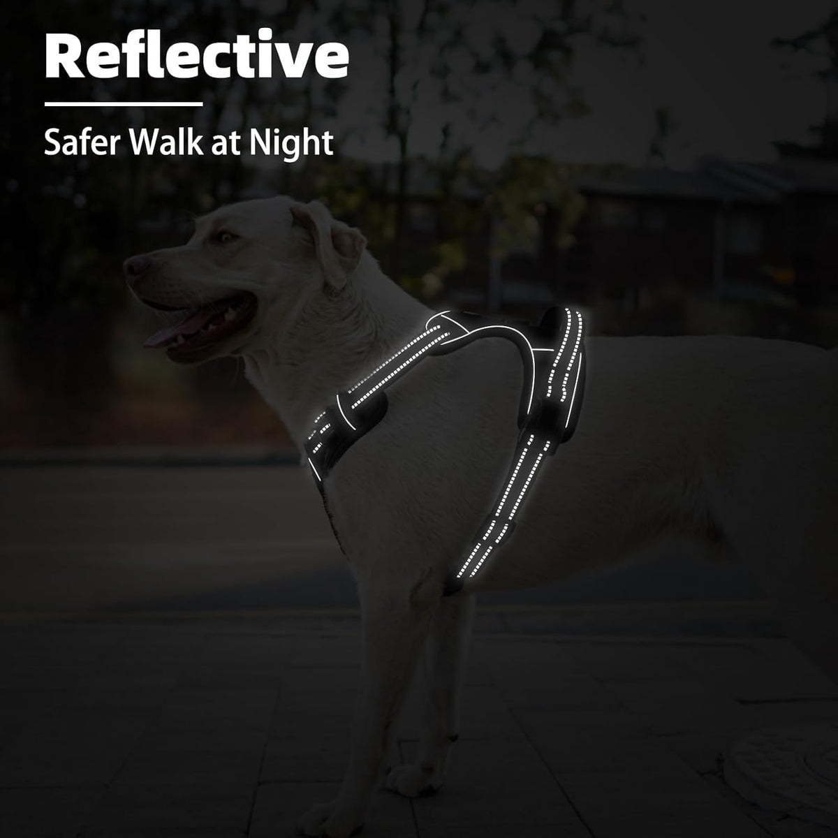PUPTECK No Pull Dog Harness for Large, Adjustable Reflective Dog Harness with Handle Easy Control