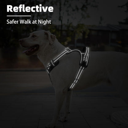 PUPTECK No Pull Dog Harness for Large, Adjustable Reflective Dog Harness with Handle Easy Control