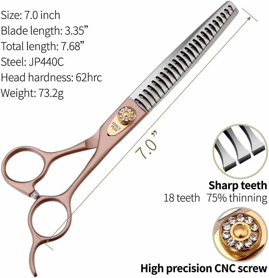 Fenice Peak Thinning Shears for Dogs and Cats Pet Grooming Scissors Chunkers Shears 440C Stainless