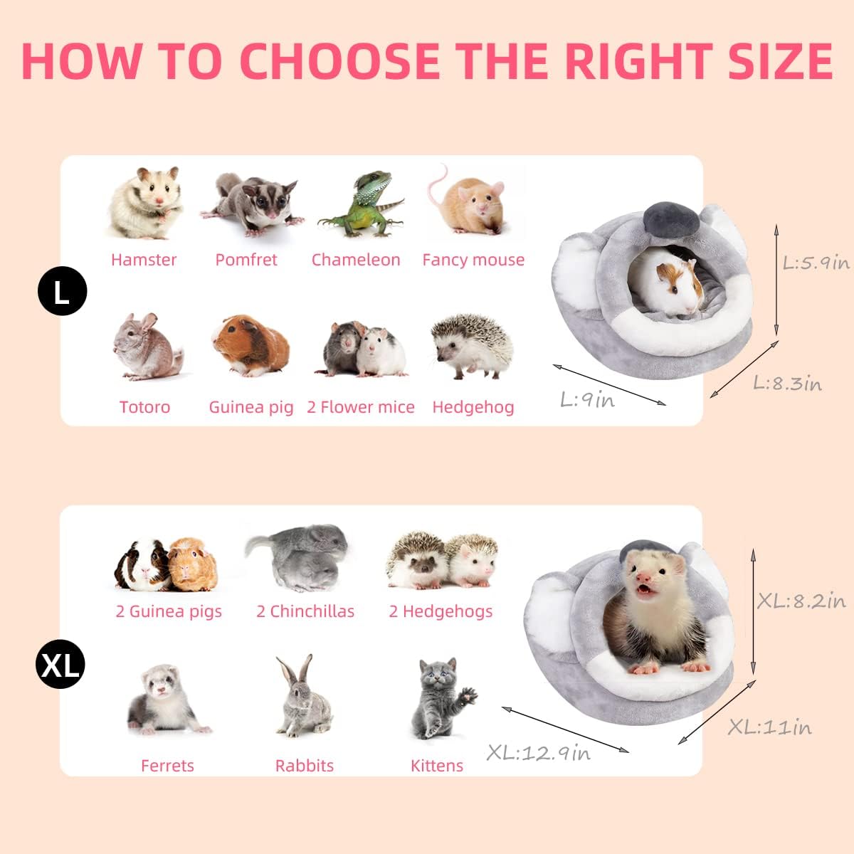 LEFTSTARER Guinea Pig Rat Bed and Hideout for Ferret Hedgehog Sleep and Hide, Hamster Small Pet