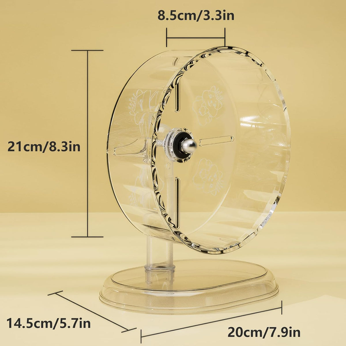 Silent Hamster Wheel – 8.3 Inch Syrian Hamster Running Wheel, Anti-Skid & Height Adjustable, Easy
