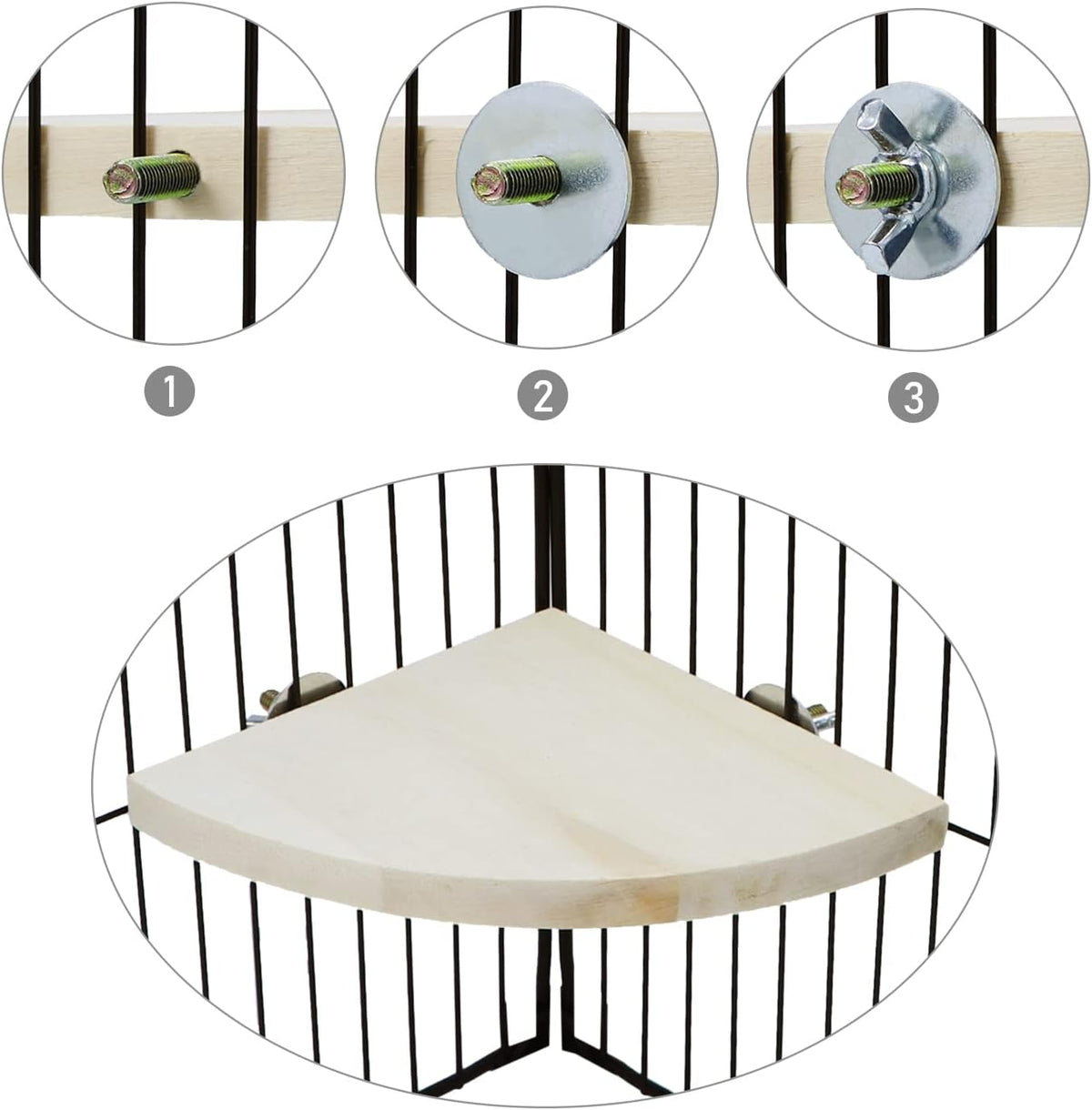 Wontee Bird Perch Stand 2 Pack Wooden Platform Corner Ledge for Budgies Cockatiels Conures African