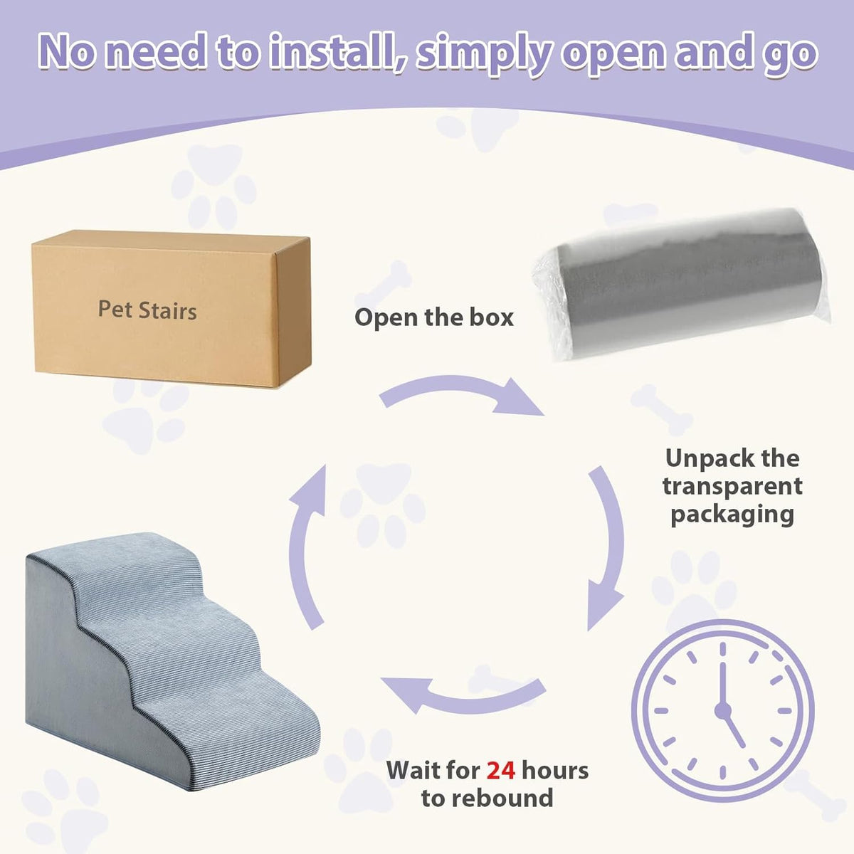 Dog Stairs for Small Dogs, 2-Steps Dog Ramp for Couch, Pet Stairs with Highly Supportive Foam and