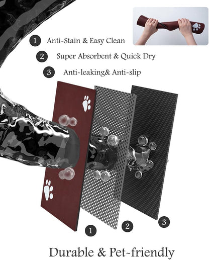Pet Feeding Mat-Absorbent Dog Mat for Food and Water Bowl-No Stains Quick Dry Water Dispenser