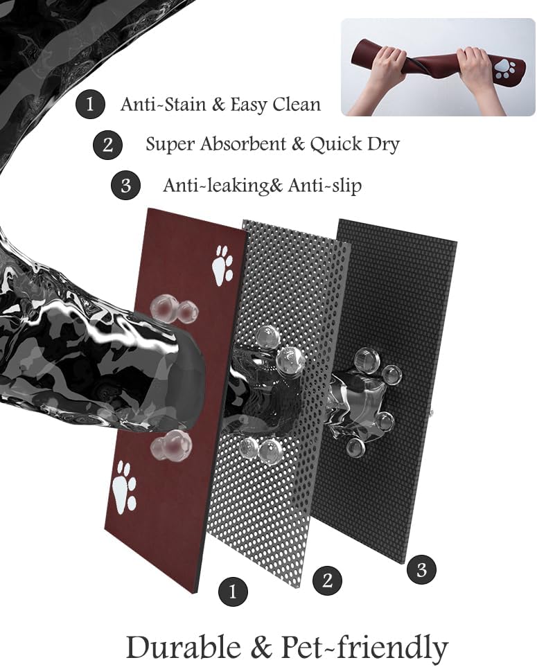 Pet Feeding Mat-Absorbent Dog Mat for Food and Water Bowl-No Stains Quick Dry Water Dispenser