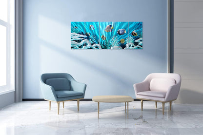 SYGALLERIER Fish Metal Wall Art Hand Crafted Large 3D Sea Life Pictures Modern Abstract Coastal