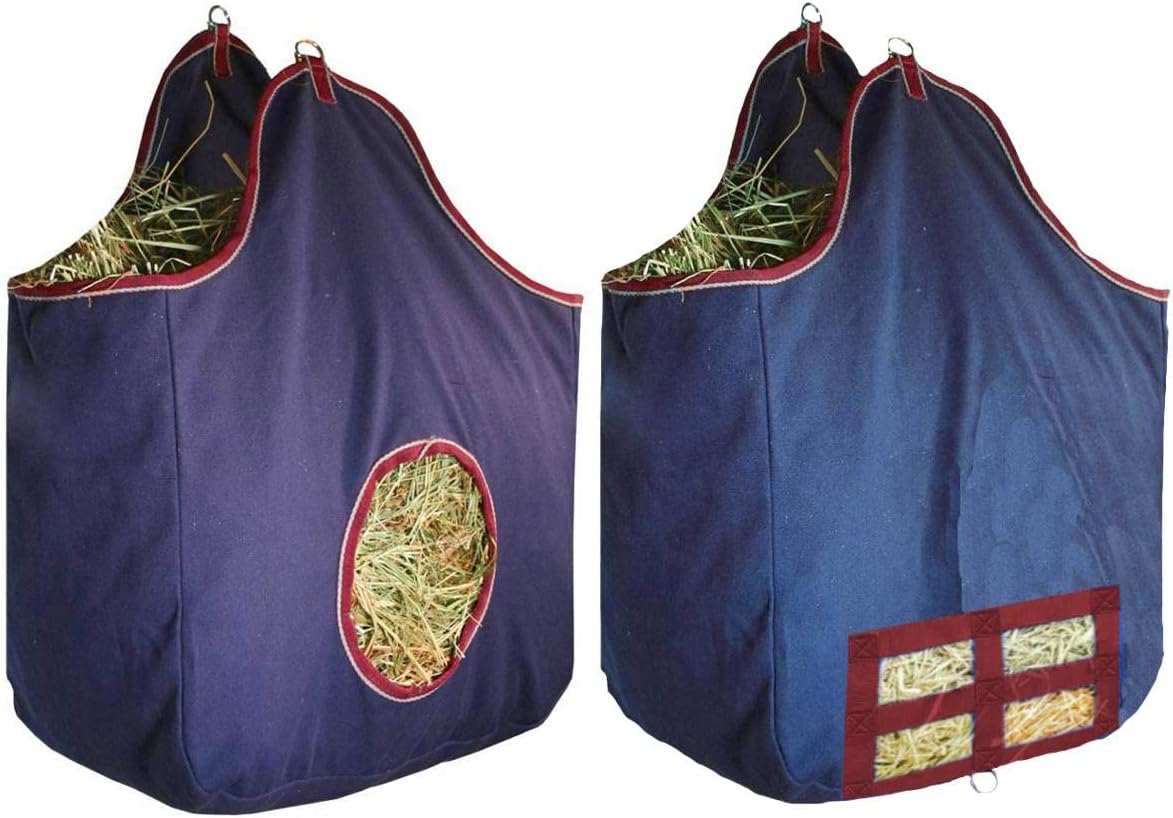 Derby Originals Large 24 OZ Canvas Horse Hay Bag 2 Sided Combo Design X Wide Gusset and 6 Month