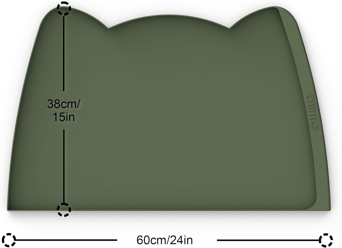 OHMO Dog Food Mat(Camo Green, 24 * 15'') w/Residue Collection Pocket Silicone Pet Feeding Mat for