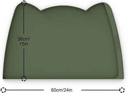 OHMO Dog Food Mat(Camo Green, 24 * 15'') w/Residue Collection Pocket Silicone Pet Feeding Mat for