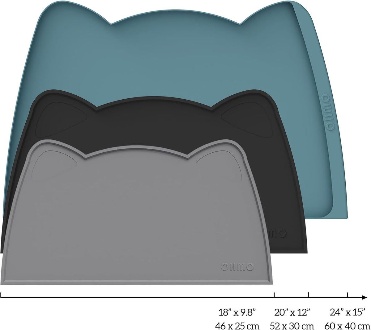 OHMO - Cat Food Mat, Silicone Pet Feeding Mat for Floor Non-Skid Waterproof Dog Water Bowl Tray