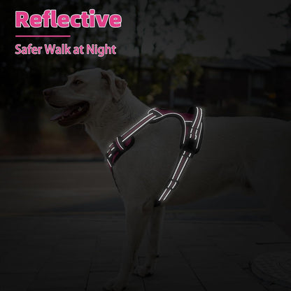PUPTECK No Pull Dog Harness Medium Sized, Adjustable Reflective Dog Harness with Handle Easy
