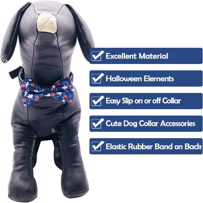 PET SHOW 10pcs Halloween Large Dog Bow Ties for Medium Big Detachable Dogs Bowties with Elastic
