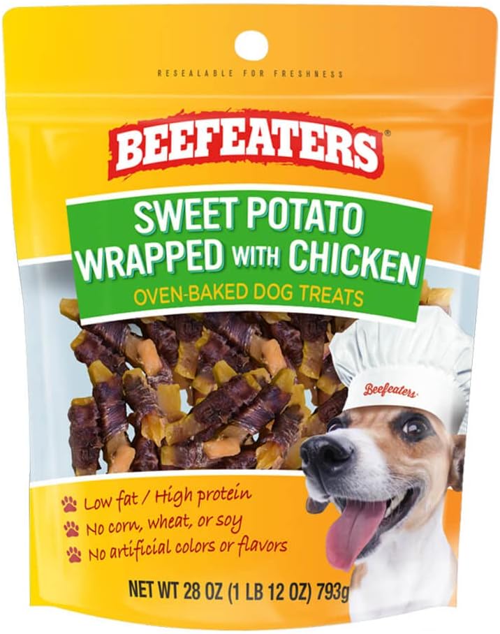Beefeaters Sweet Potato Wrap with Chicken – Dog Treat. No Corn, Wheat, Soy or Gluten, Low Fat
