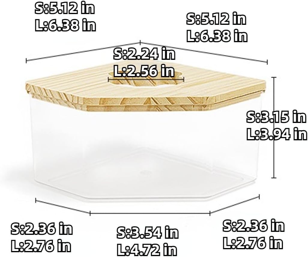 Hamster Sand Bath Box Container, Small Pet Sandbox Lid Design Wooden Sandbox Dust Bath, Transparent