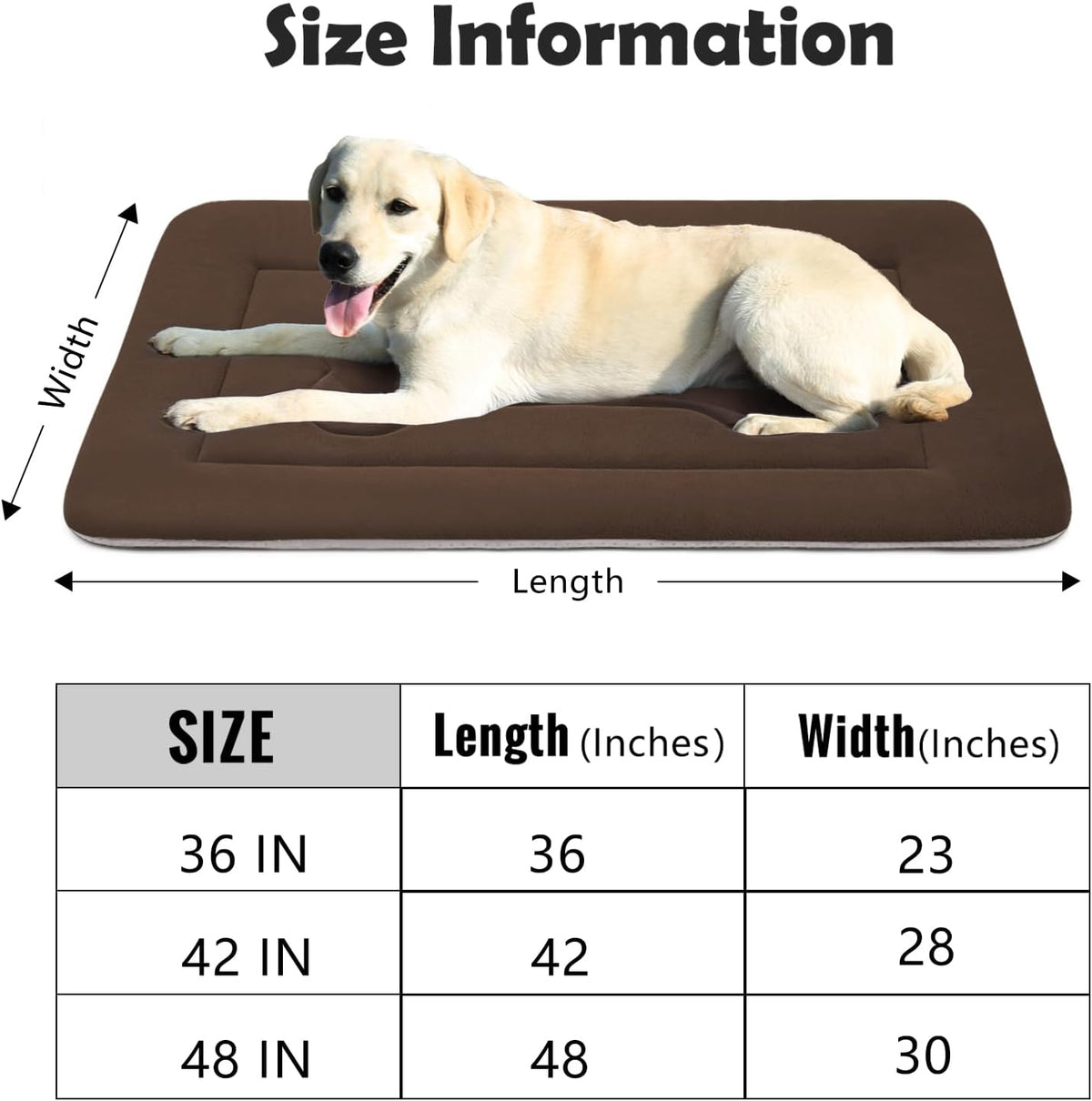 JoicyCo Dog Bed Soft Dog Crate Pad Mat for Medium/Large Dogs, 36 in Non-Slip Bottom Washable Dog