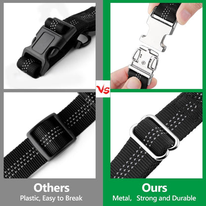 Plutus Pet Dog Seat Belt for Car Headrest, Reflective and Adjustable Restraint with Elastic Bungee