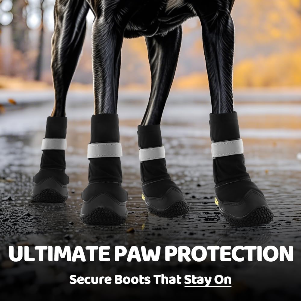 Hcpet Dog Shoes, Dog Boots & Paw Protectors for Winter Snowy Days, Rainy Weather, Outdoor Anti-Slip