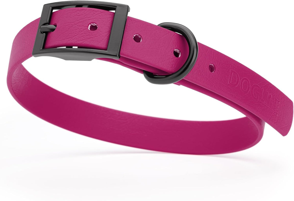 Dogline Biothane Waterproof Dog Collar Strong Coated Nylon Webbing with Black Hardware Odor- Proof