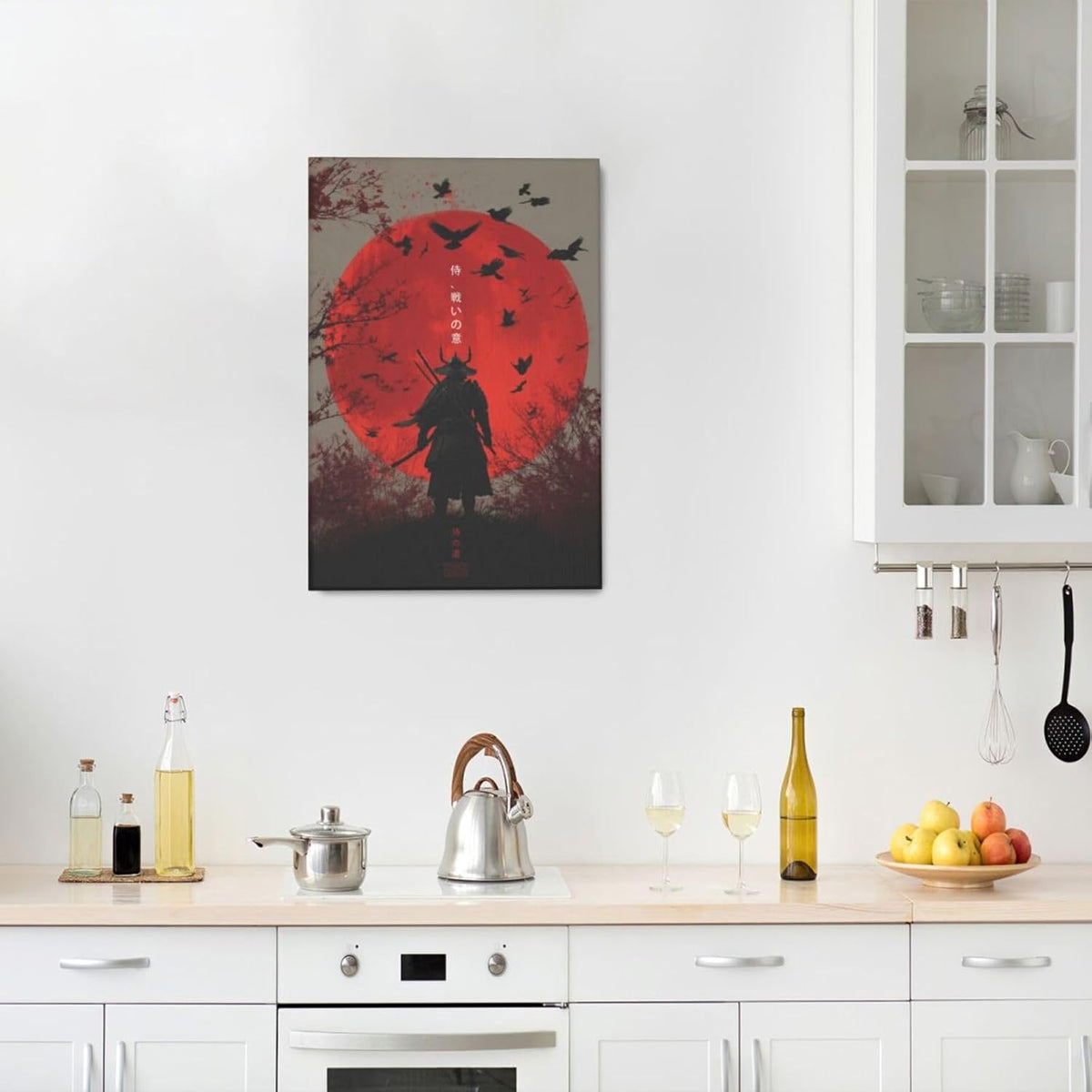Japanese Armored Samurai Wall Art Modern Japan Warrior Canvas Wall Decor Asian Oriental Bushido