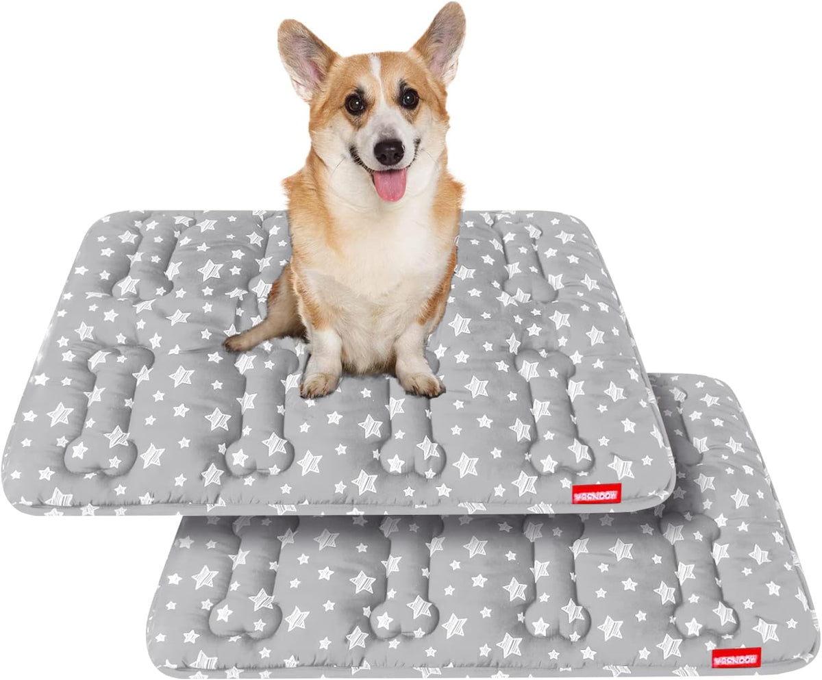 Dog Crate Mat (30" X 19") 2 Pack, Soft Dog Bed Mat with Cute Prints, Personalized Dog Crate Pad