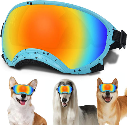 Medium Dog Sunglasses with Adjustable Strap UV Protection, Winproof Dog Puppy Sunglasses, Suitable